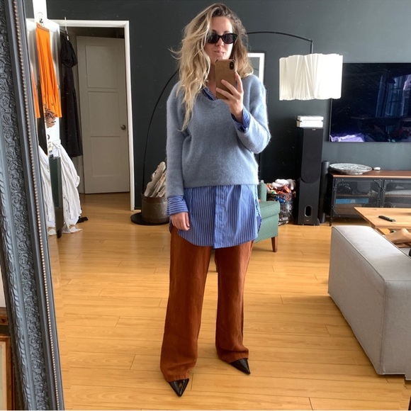 Maje Sweaters - MAJE SHORT ANGORA BLEND V-NECK SWEATER